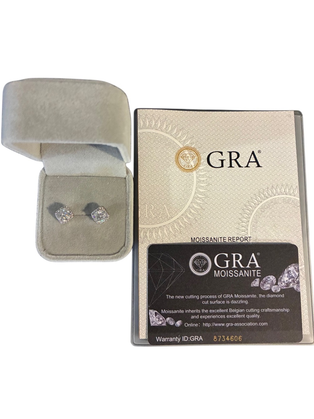 GRA Moissanite Silver-Tone Sparkle Stud Earrings - White